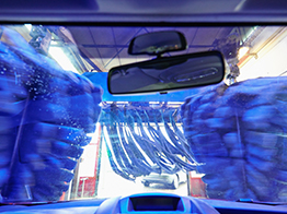 View from inside a car of our automatic car wash.